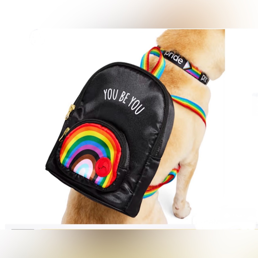 Black Rainbow dog pride backpack size XS-S